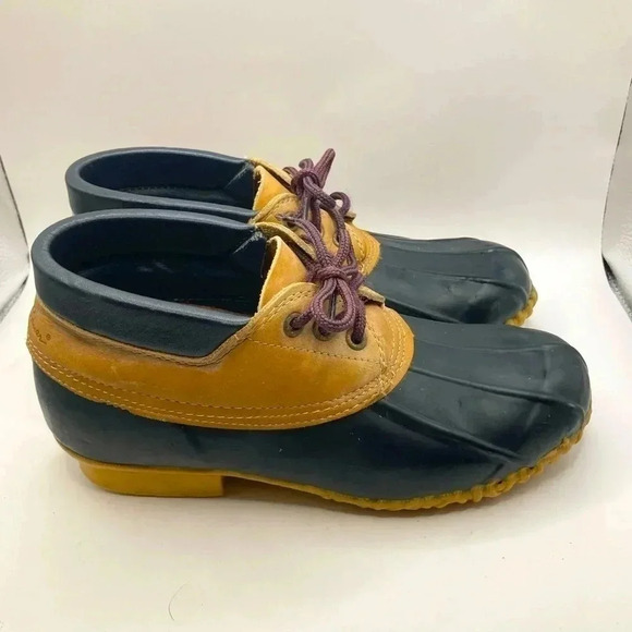 Eddie Bauer Duck Boots Black Tan Ankle Booties Vintage Women’s Size 7 - Picture 1 of 9